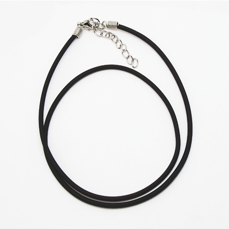 Black Rubber Cord - 18" with Stainless Steel Clasp - Click Image to Close